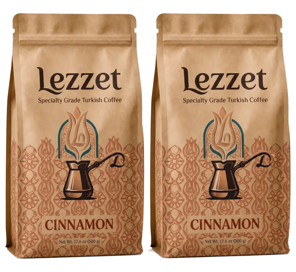 Two Lezzet Cinnamon Turkish coffee bags