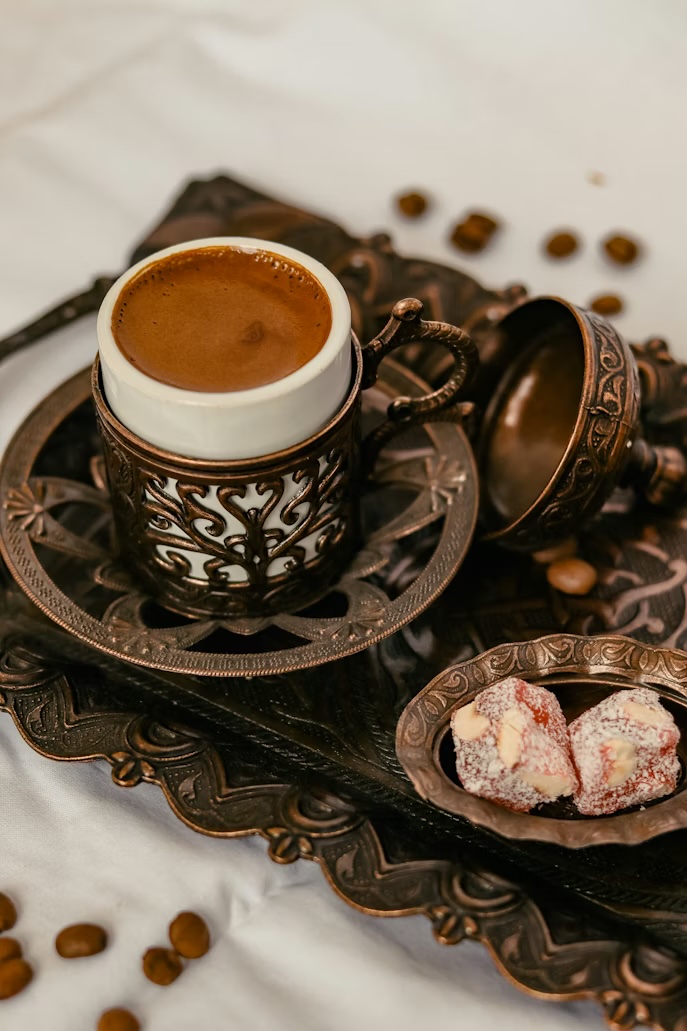 Turkish coffee cup with rich foam